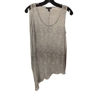 Eileen Fisher Sleeveless Silk asymmetric top Grey Draped Scoop Neck Size XS